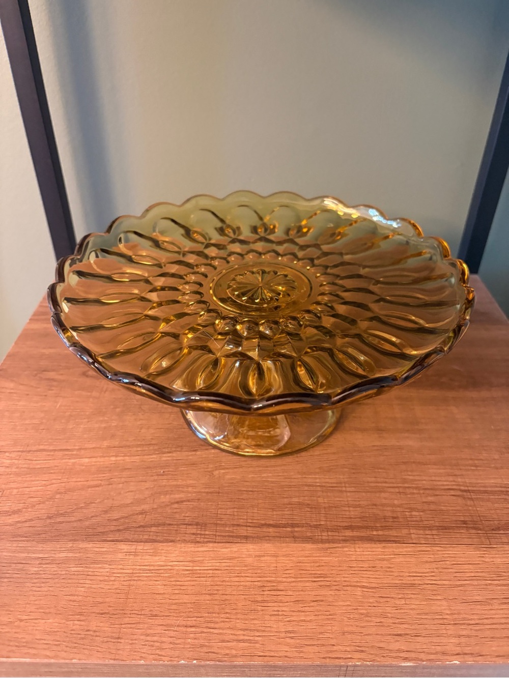 Vintage Anchor Hocking Fairfield Amber Glass Cake Stand - 10"